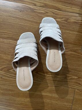 Halogen Beige Suede Slide Mules for Women